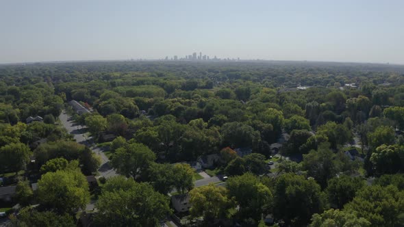 Minneapolis Minnesota Suburbs with Skyline View Aerial