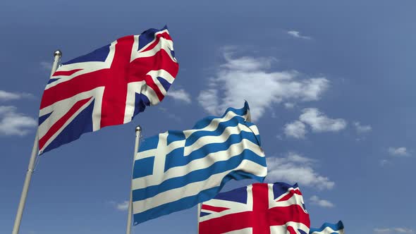 Many Flags of Greece and the United Kingdom alt
