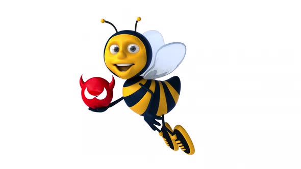 Fun 3D cartoon bee animation with alpha