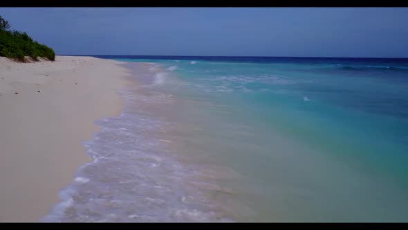 Aerial view scenery of tranquil resort beach time by transparent ocean and white sand background of 