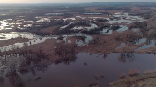 Aerial Video of a Spring Flood