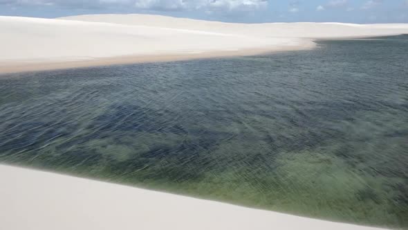 fresh rainwater crystalline pools on dunes of Lencois Maranhenses, northeast Brazil. Nature, tourism