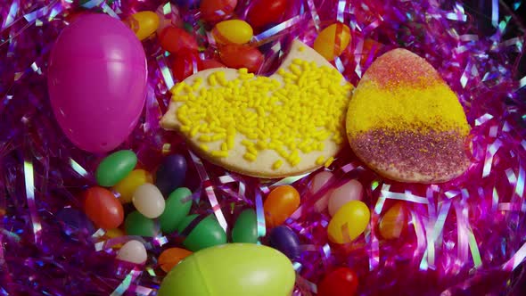 Cinematic, Rotating Shot of Easter Cookies on a Plate 