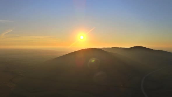 Amazing Nature View of Mountain Forest Landscape with Sunset Twilight