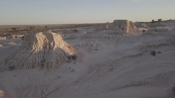 Sand Dunes Walls of China, Mungo National Park, New South Wales, Australia 4K Aerial Drone