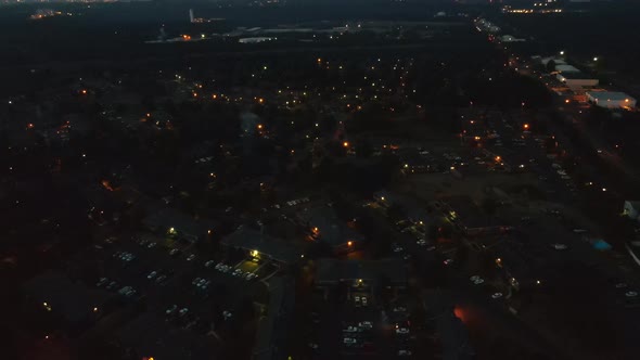 Aerial view of beautiful firework display for celebration on a American small town