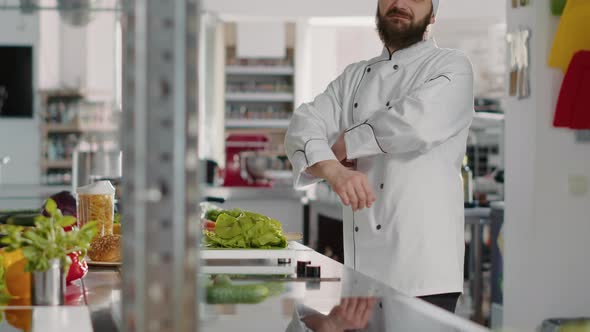 Portrait of Confident Man Preparing to Cook Gastronomy Meal