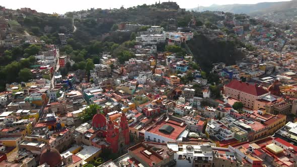 Guanajuato Drone Shot, Panorama, Mexico, Hills with Houses