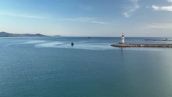 Lighthouse in the port aerial view Turkey Alanya 4 K