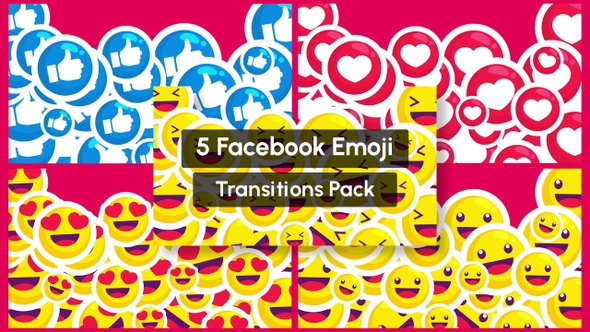 Facebook Reaction Emoji Transitions Pack with Alpha - 5 Clips