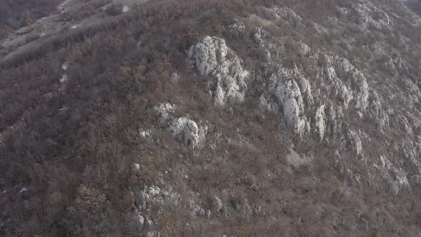 Flying over Carpathian mountain ranges by winter 4K drone video