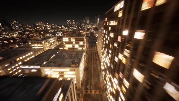 Beautiful Aerial Drone Hyperlapse View of Urban Modern City