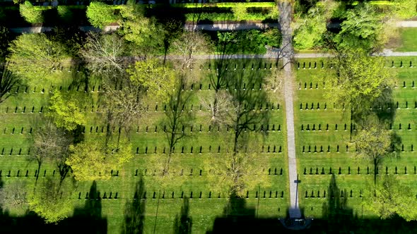 Aerial Footage Of A Very Beautiful Cemetery In Copenhagen, Drone Stock Footage By Drone Rune 3x