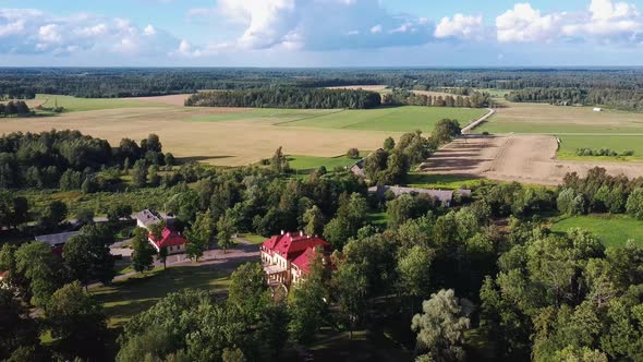 Dikli Palace and Park. Old Manor at City Valmiera, Latvia.