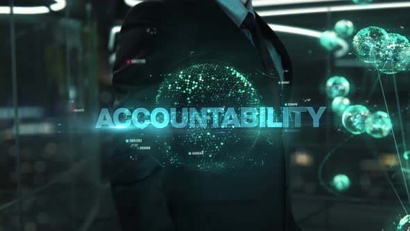 Businessman with Accountability Hologram Concept