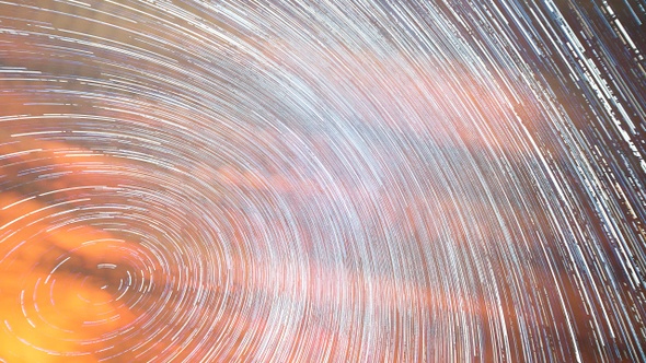 Time-lapse. Star circles in the night sky