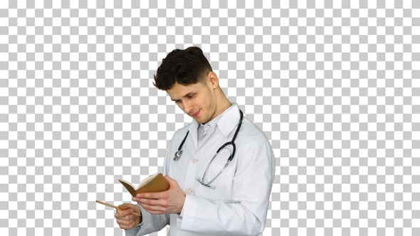 Expressive young male doctor with creative idea starts dancing