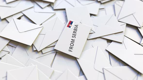 Envelope with From Serbia Stamp Among Other Envelopes alt