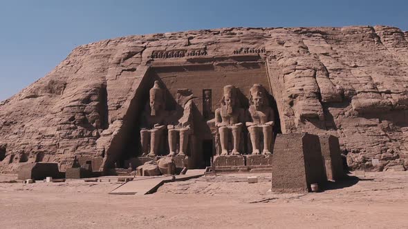 Abu Simbel Temple, Main Entrance And Statues