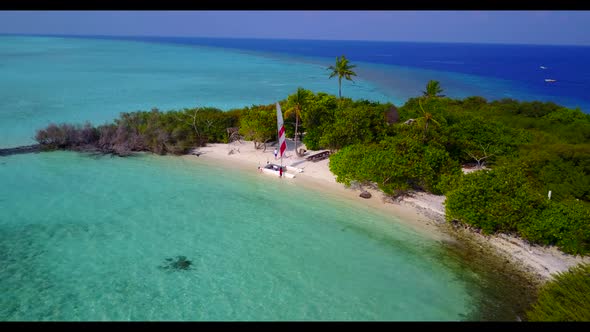 Aerial view nature of paradise bay beach holiday by blue water and white sandy background of journey