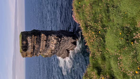 Vertical View of the Dun Briste Sea Stick at Downpatrick Head County Mayo  Republic of Ireland