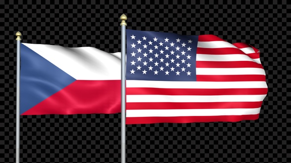 Czech Republic And United States Two Countries Flags Waving