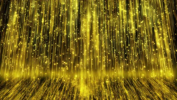 Golden Background With Shiny Lines And Particles