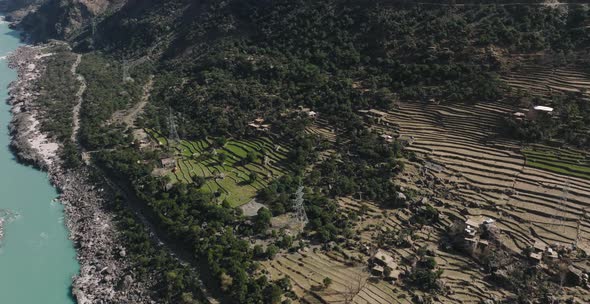 Naran valley hotels in KPK Northern area of Pakistan early morning view with empty roads and sunligh