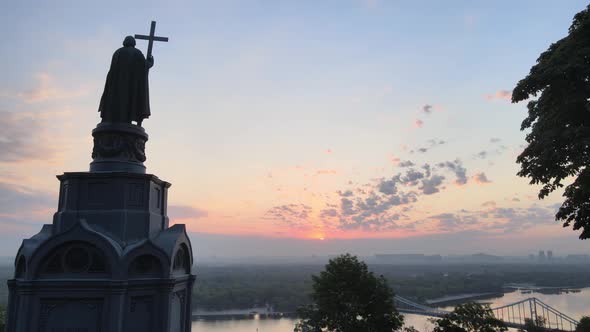 Monument To Vladimir the Great at Dawn in the Morning. Kyiv, Ukraine