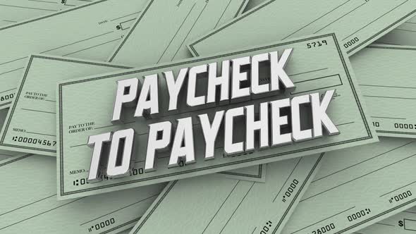 Paycheck To Paycheck Money Pile Personal Finance Debt 3d Animation