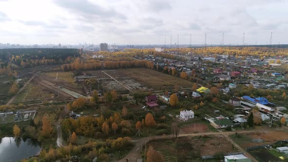 Aerial view of Construction site on the outskirts of the village. 21