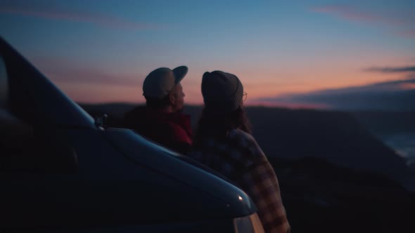 Soft Cinematic Focus on Couple at Beautiful Sunset