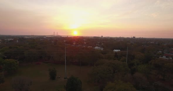 Charleston downtown with bridge at sunrise