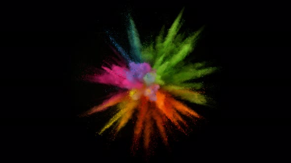 Super Slow Motion Shot of Color Powder Explosion Isolated on Black Background 