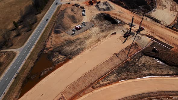 Revealing Shot Construction of New Highway Road in Europe Aerial