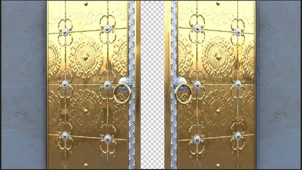 Golden Palace Door Opening On Transparent Background