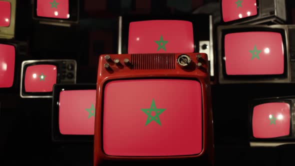 Flags of Morocco on Retro Televisions.