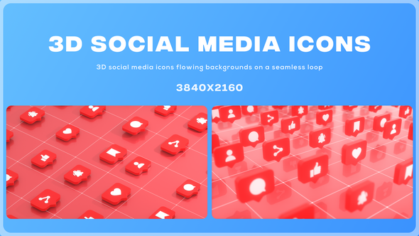 3D Social Media Button Icons Flowing Loops