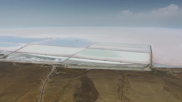 Aerial Salt Production Facilities and Saline Evaporation Pond Fields in the White Salty Lake