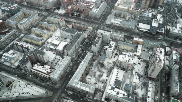 Many City Houses are Covered with Snow