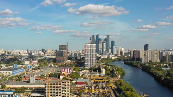 Moscow River and Building Construction 