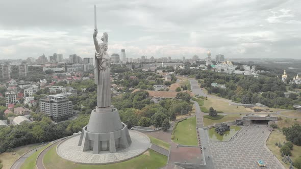 Aerial View of the Motherland Monument in Kyiv, Ukraine