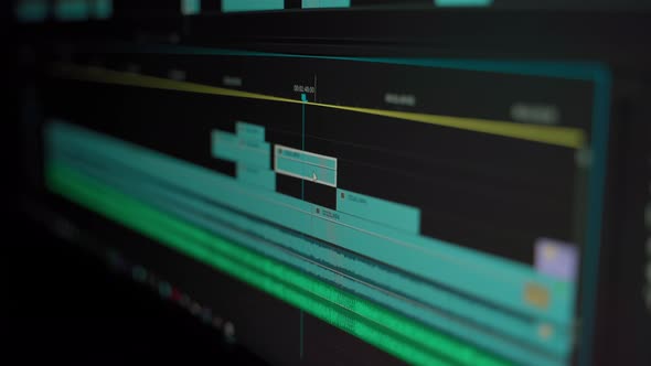 Video Editing Production Process in Software Program 4K. Monitor view processing, post...