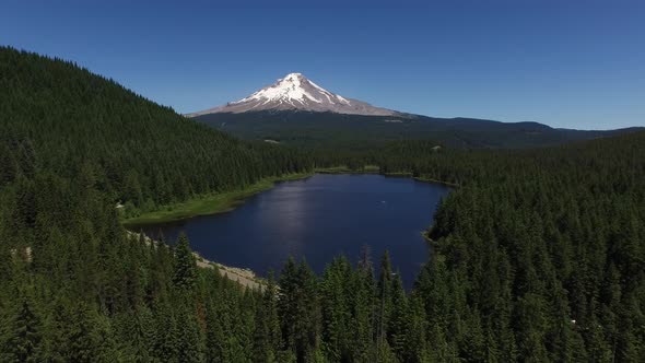 Aerial shot of Trillium Lake and Mt. Hood, Oregon