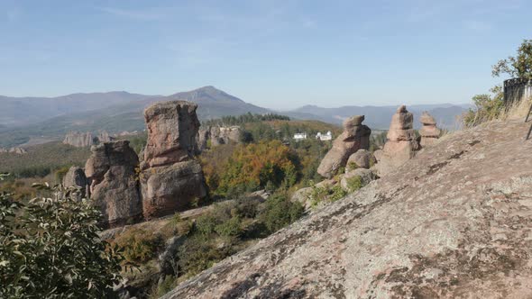 Stara planina mountain and  sandstone rocks near town of Belogradchik 4K 2160p 30fps UltraHD footage