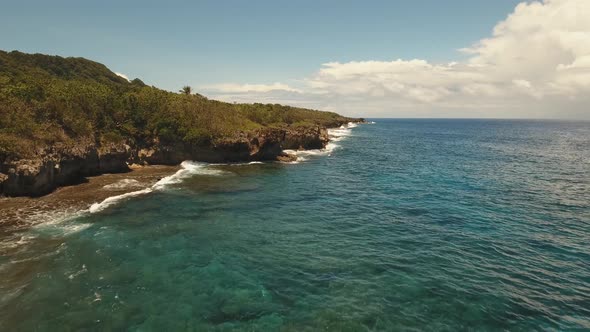 Rocky Coast of Tropical Island