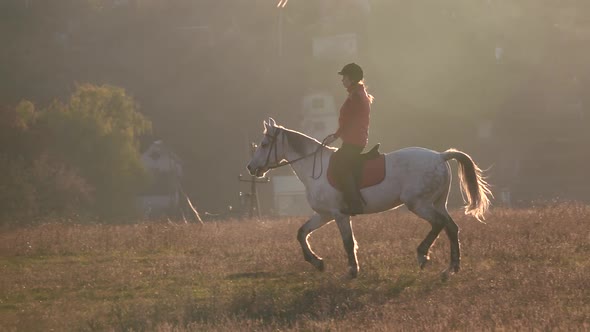 Private Sector with Houses and Rider Riding a Horse