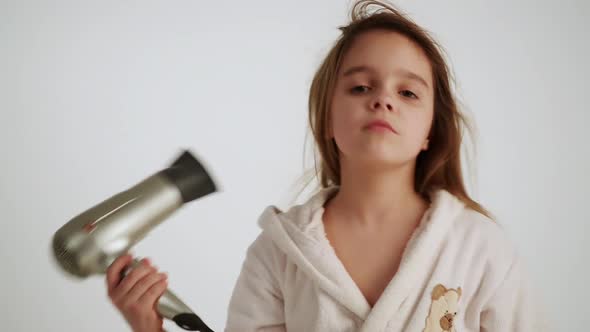 Girl Combing and Dry Hair