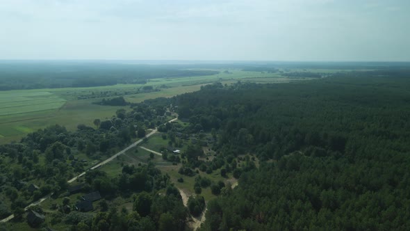 Rural Landscape. Green Forests And Fields. Overall Plan. Aerial Photography.