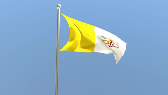 Vatican flag on flagpole.